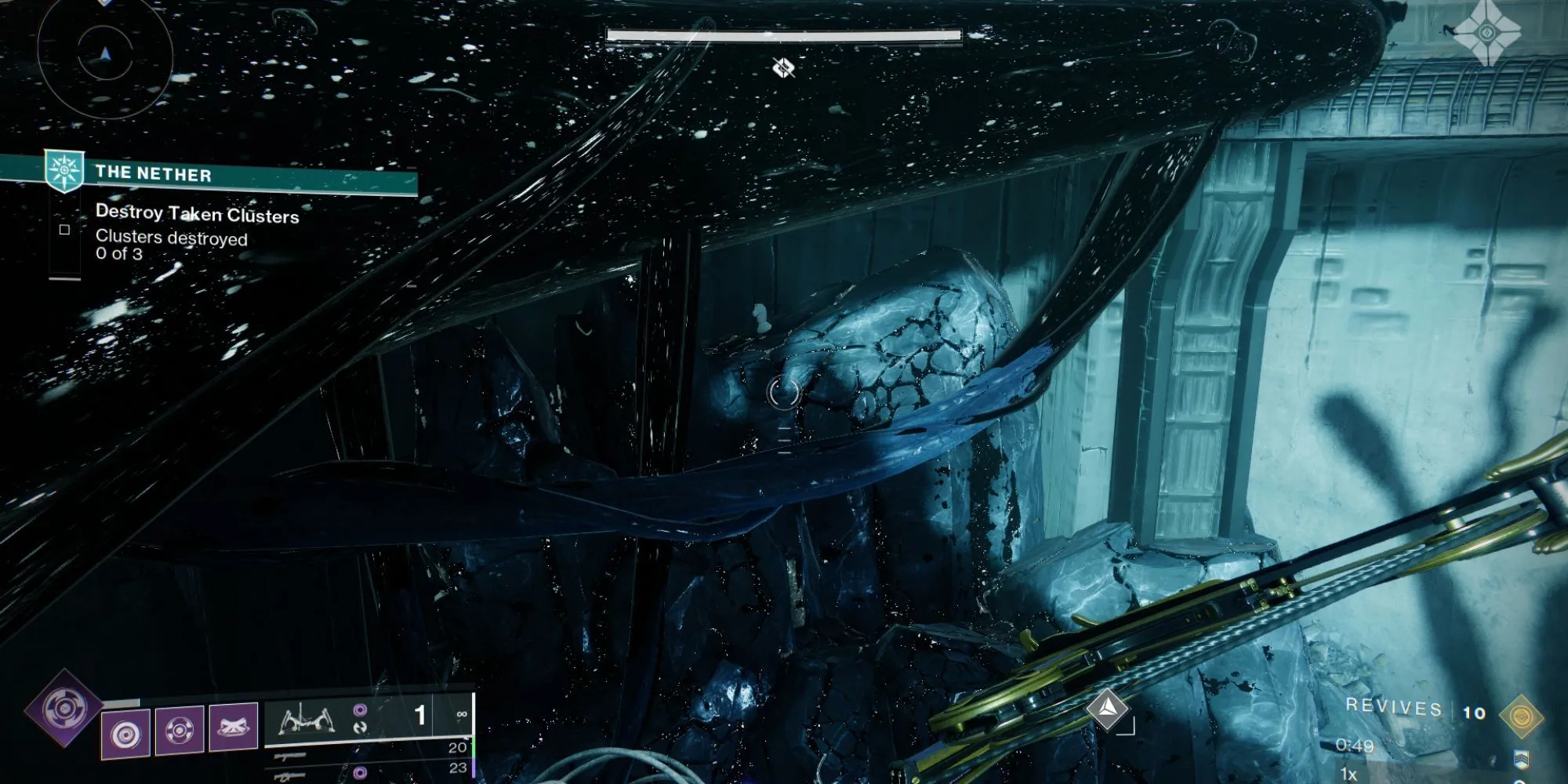 Quân cờ bí ẩn Destiny 2 trên đá cạnh hố xúc tu ở Mausoleum, Nether