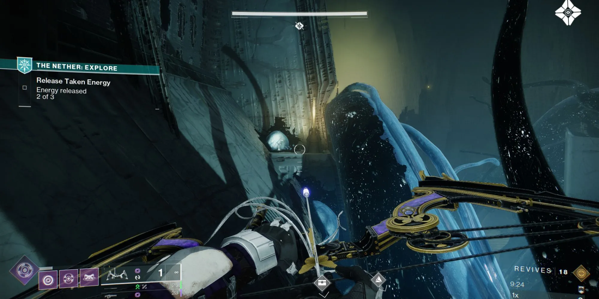 Quân cờ bí ẩn Destiny 2 trên rìa gần xúc tu Taken ở The Founts, Nether