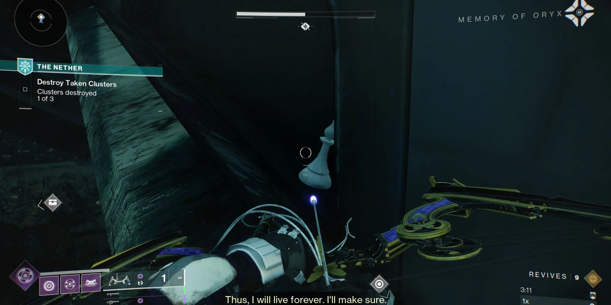 Quân cờ bí ẩn Destiny 2 trong hốc trên tàu Skyburner rơi ở Mausoleum, Nether