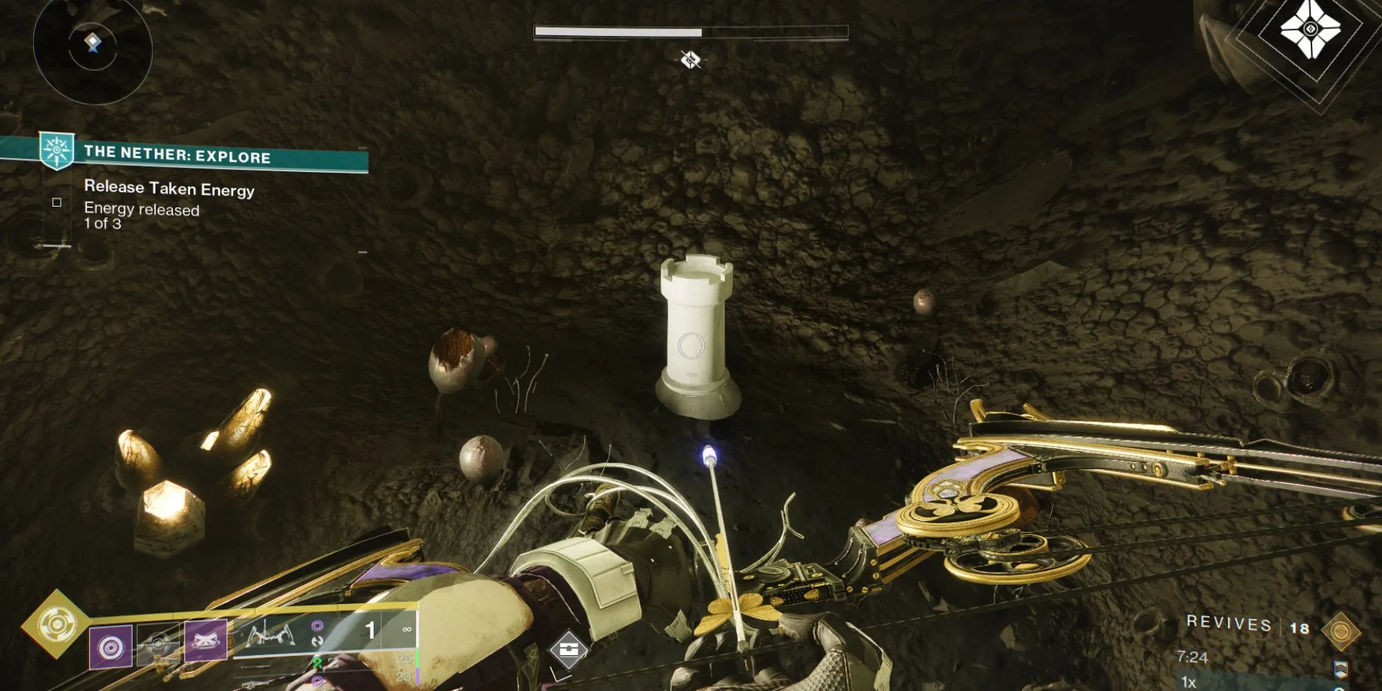 Quân cờ bí ẩn Destiny 2 trong hốc tường ở The Founts, Nether