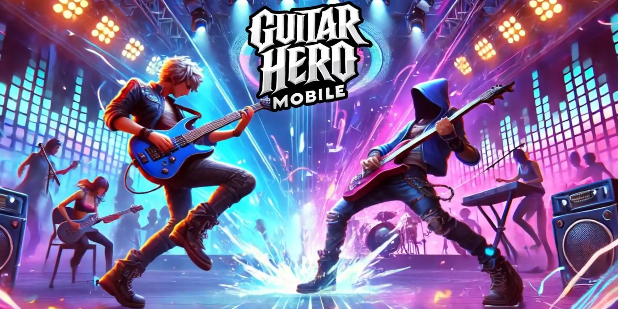 Quảng cáo game Guitar Hero Mobile do AI tạo ra, ví dụ về ứng dụng AI trong ngành game.