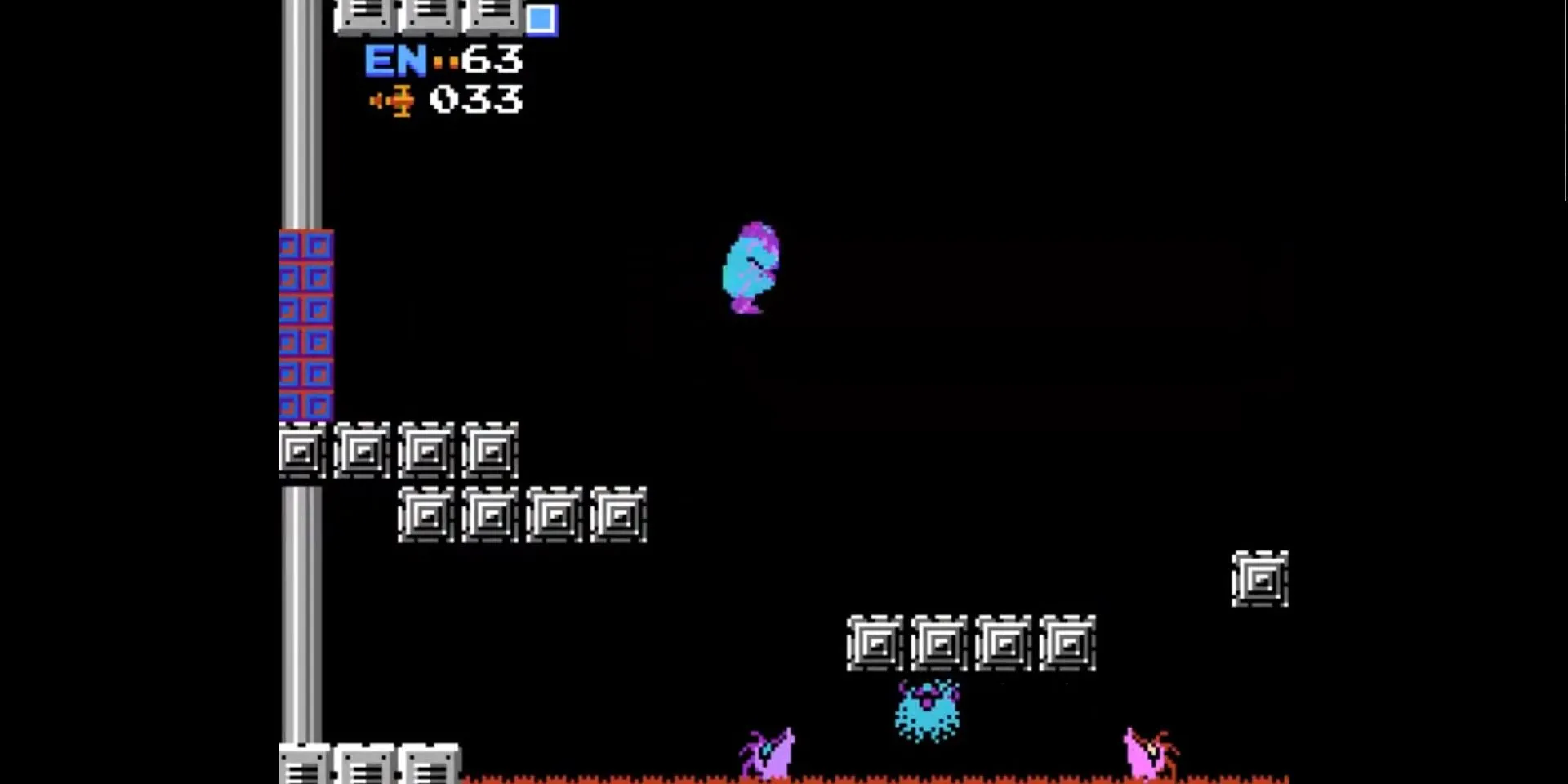 Samus sử dụng Screw Attack tấn công kẻ thù trong Metroid