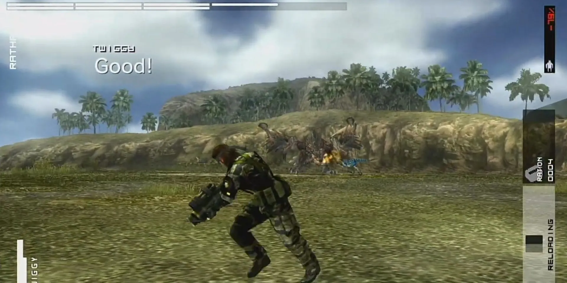 Snake đối đầu Rathalos trong Metal Gear Solid Peace Walker