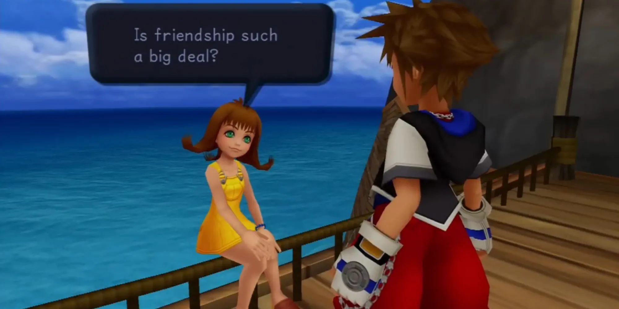 Sora và Selphie tại Đảo Định Mệnh trong Kingdom Hearts, khởi đầu cho một huyền thoại