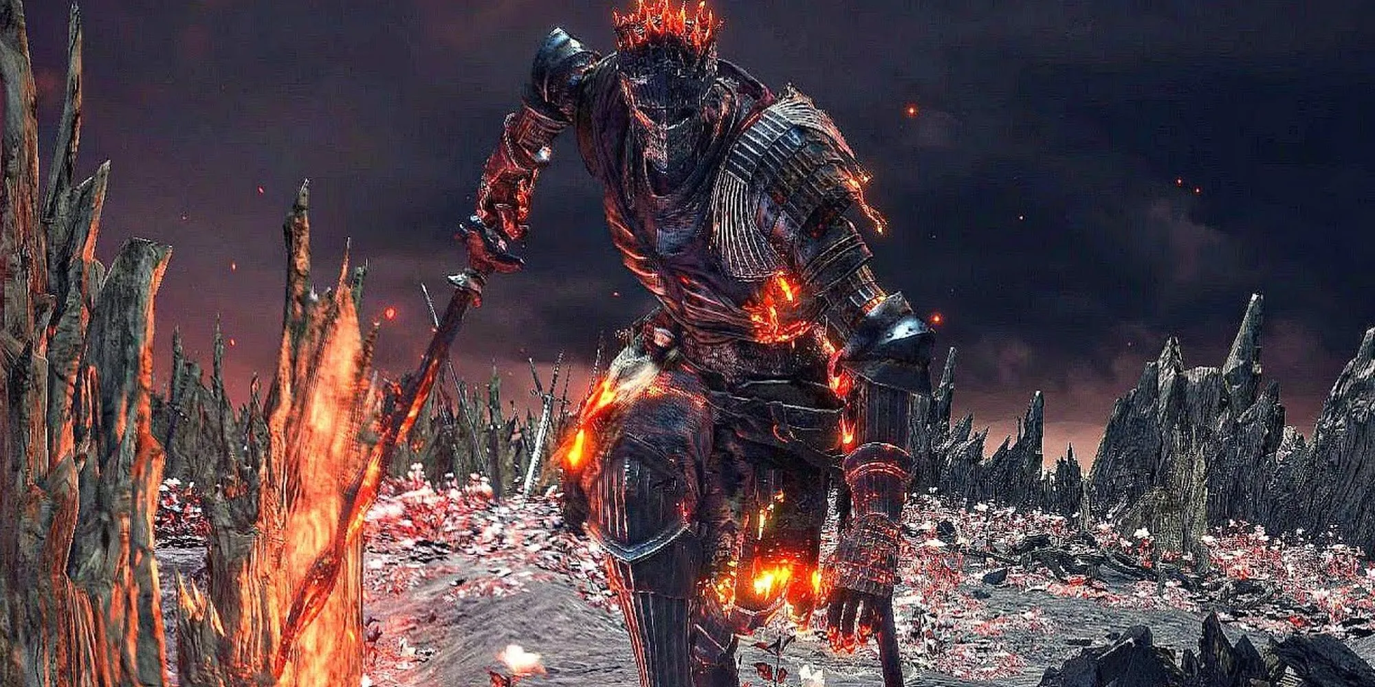 Soul of cinder running toward the player in boss fight