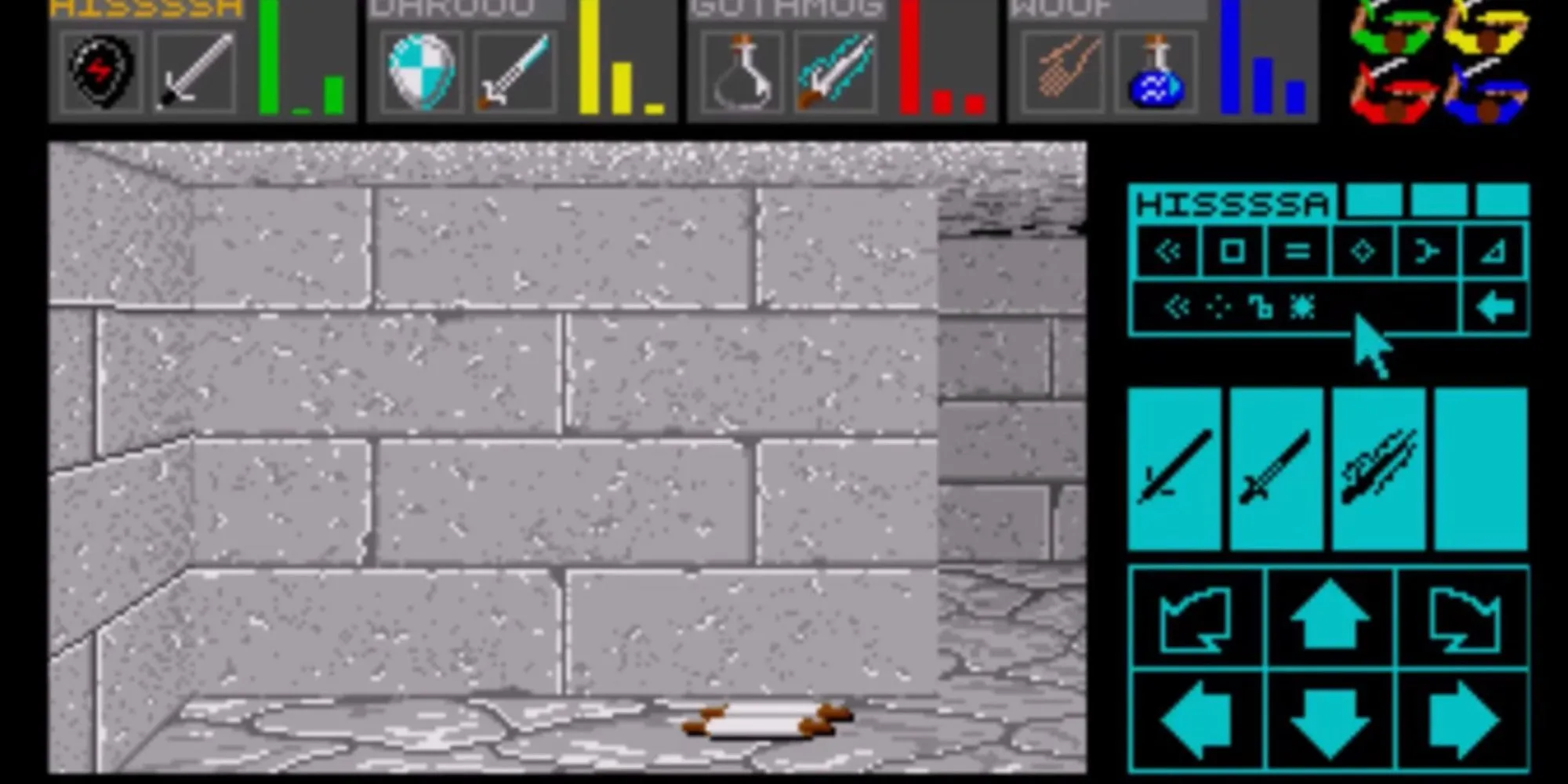 Sử dụng các ký hiệu rune để cast phép trong tựa game Dungeon Master cổ điển năm 1987