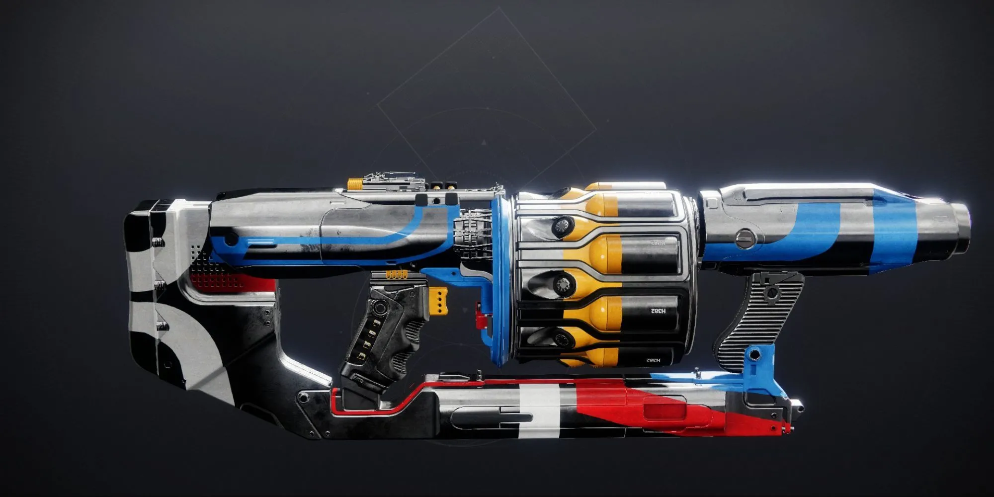 Súng phóng lựu Hullabaloo hệ Arc trong Destiny 2 với thiết kế bắt mắt