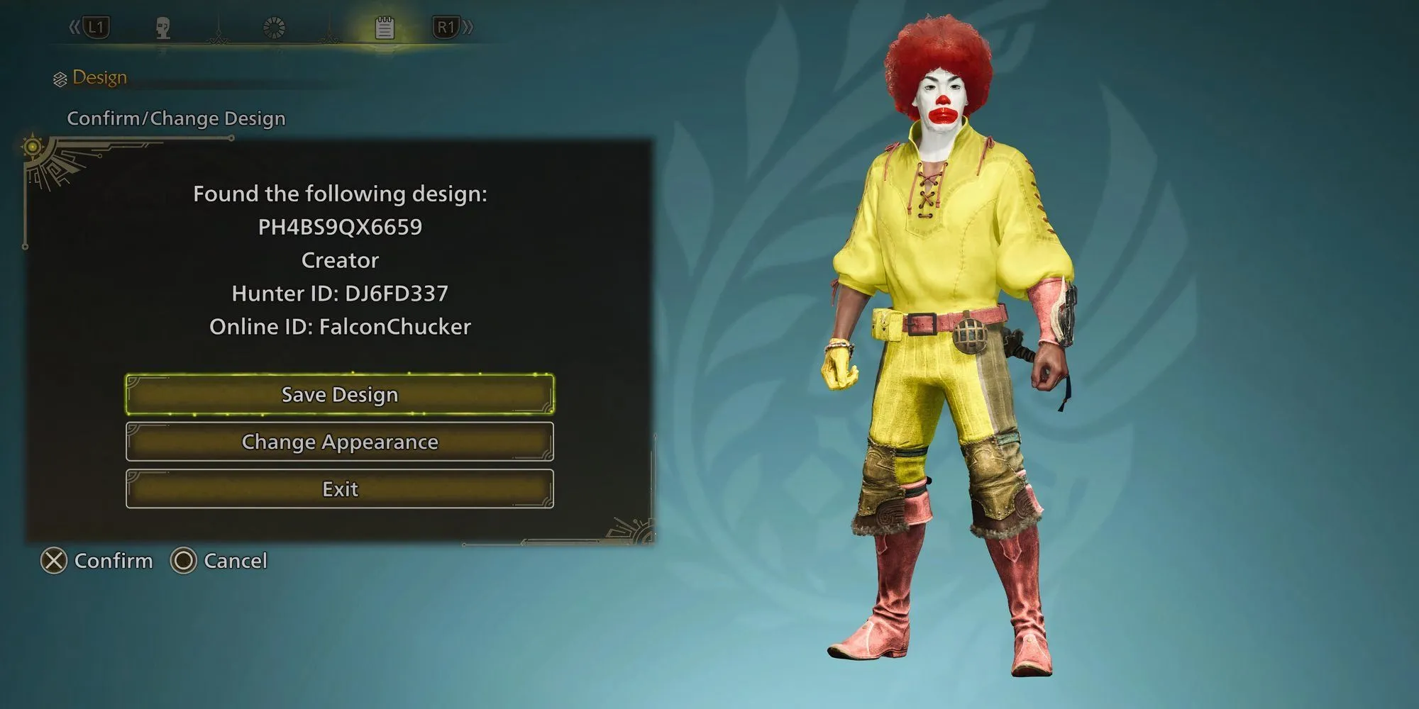 Tạo hình Ronald McDonald vui nhộn cho thợ săn Monster Hunter Wilds