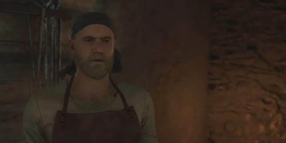 Thợ rèn Radovan tại lò rèn ở Tachov trong Kingdom Come Deliverance 2