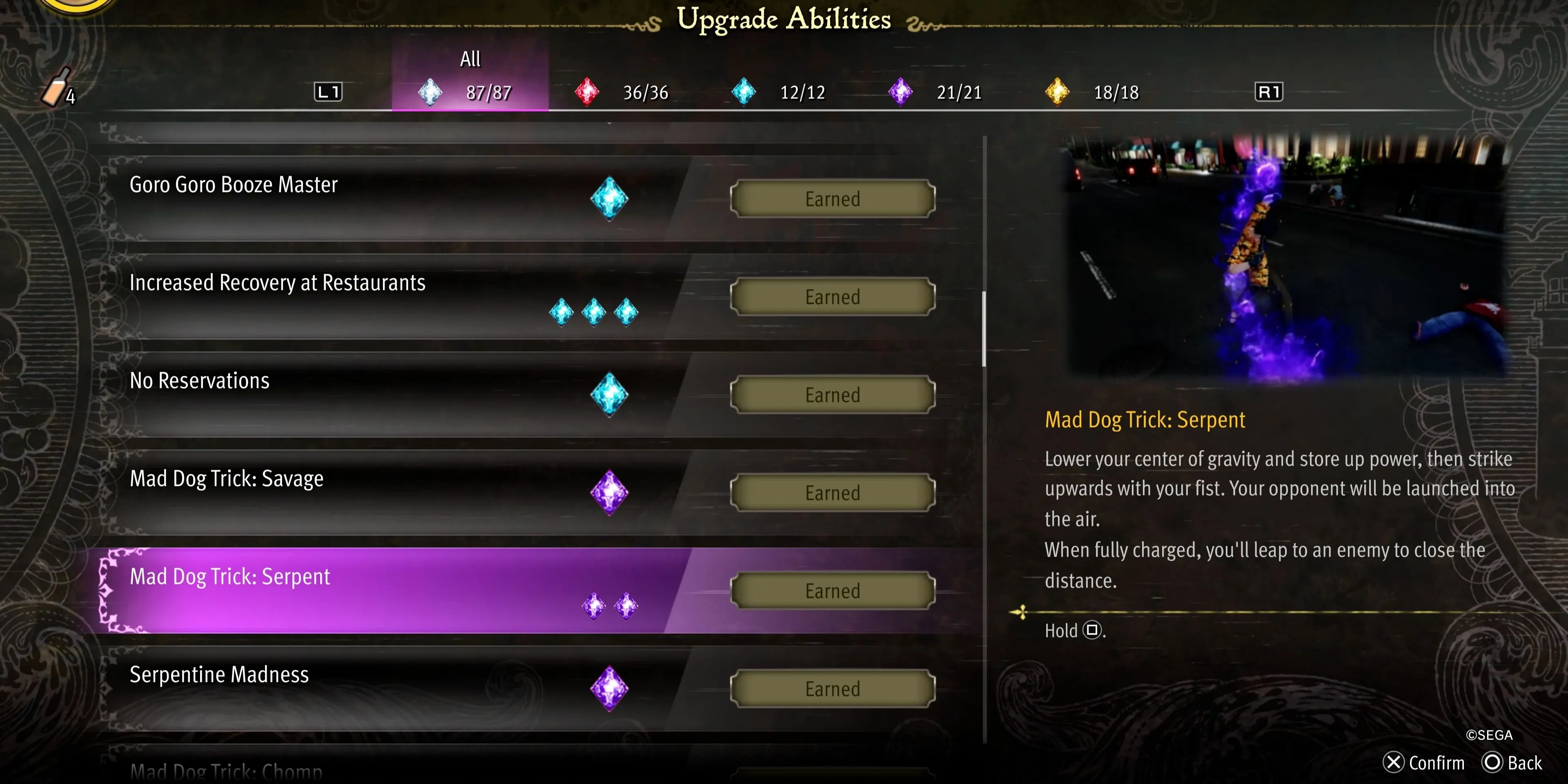 Tuyệt kỹ Mad Dog Serpent giúp Majima hất tung đối thủ trong Pirate Yakuza