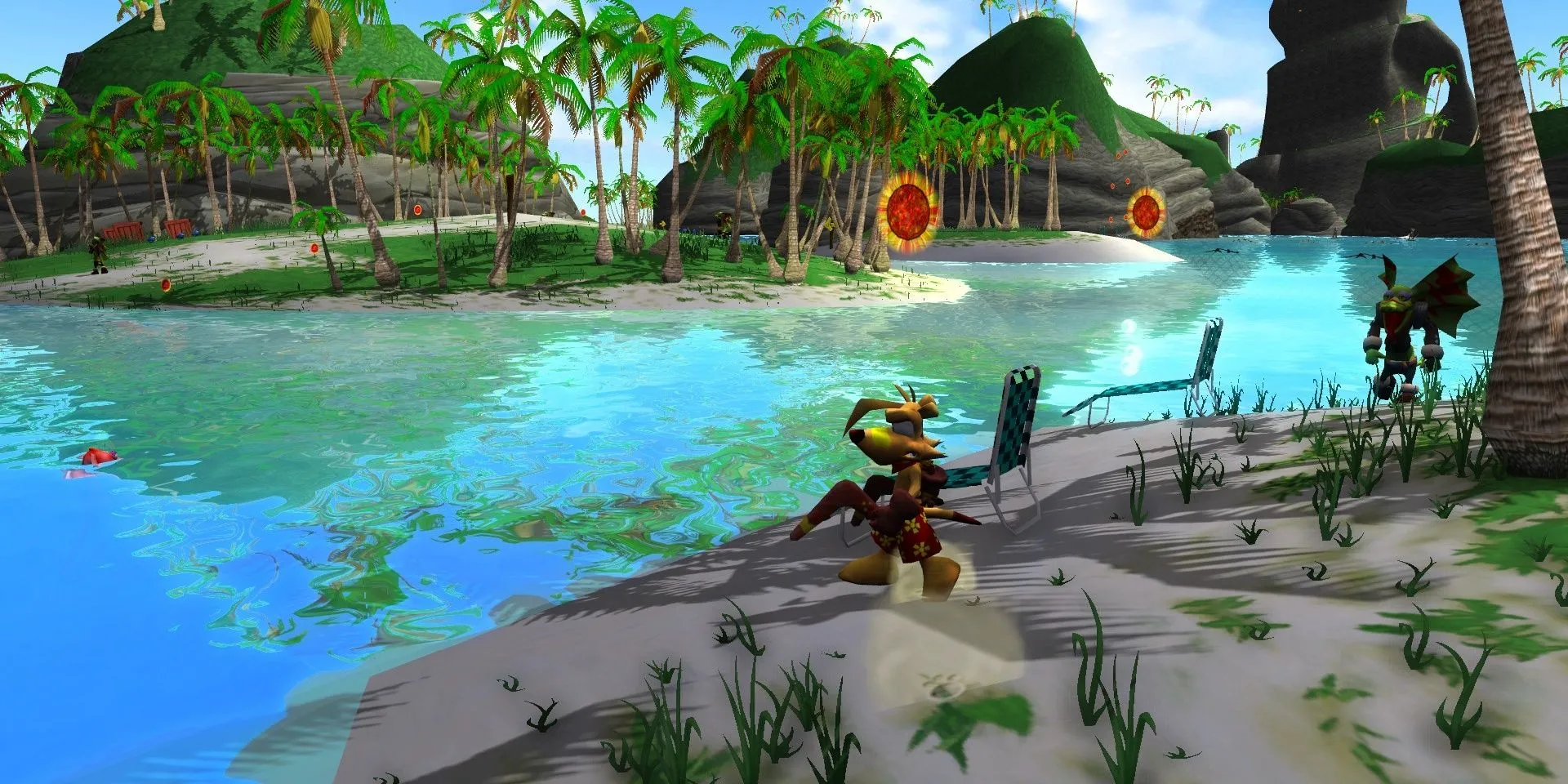 Ty the Tasmanian Tiger trong một màn chơi bãi biển trên PS2