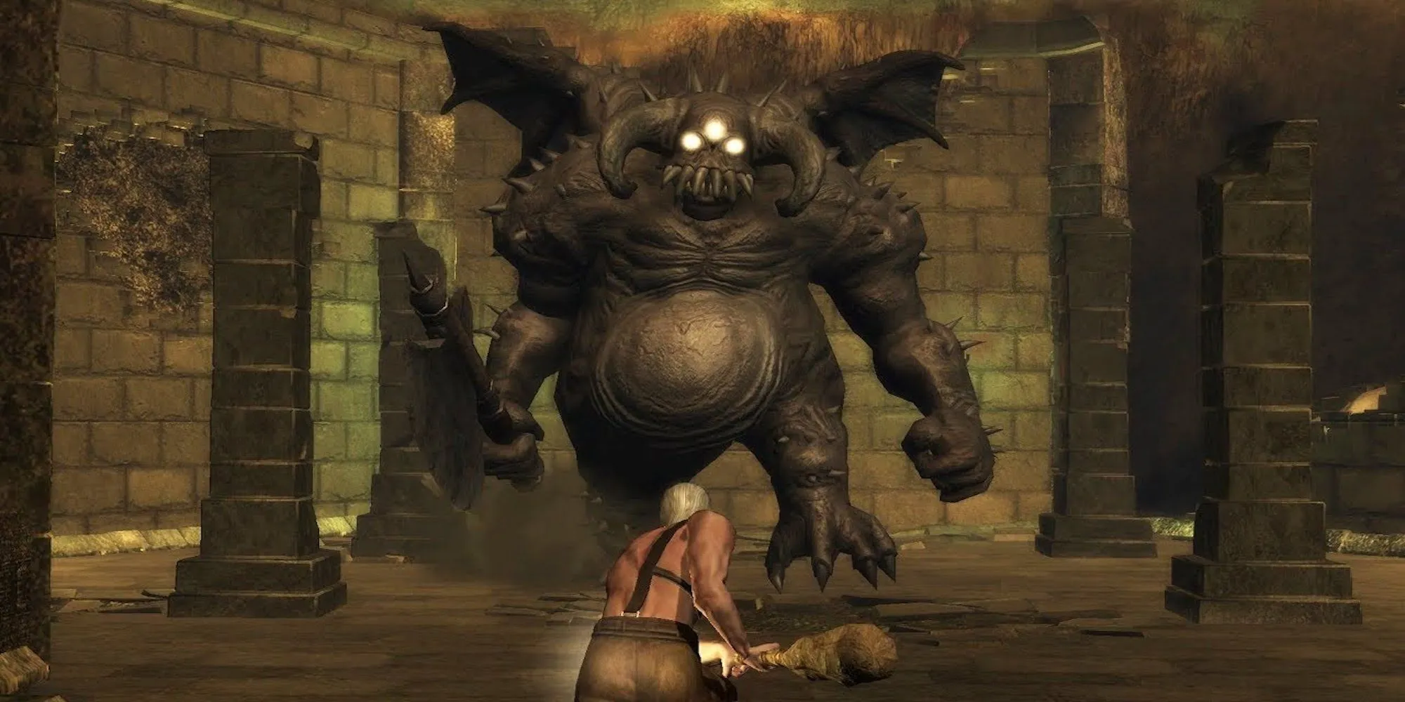 Vanguard Demon chuẩn bị tấn công trong Demon's Souls