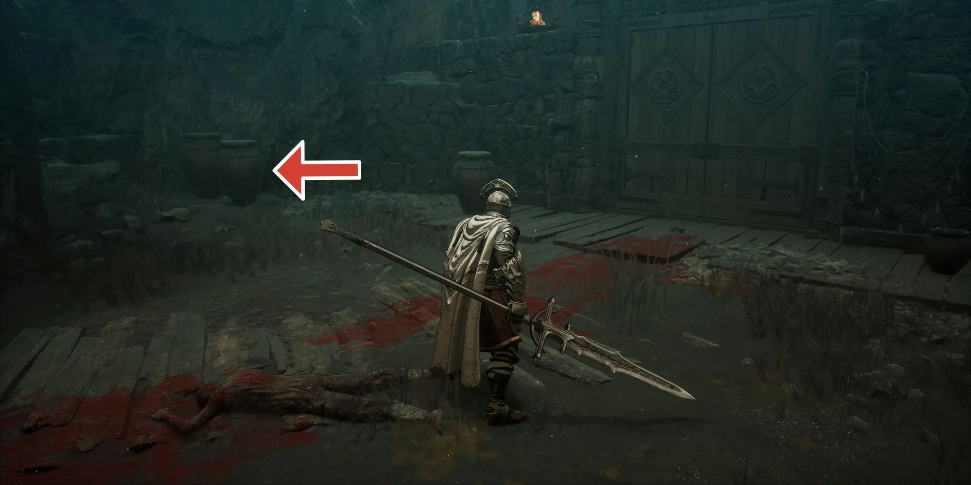 Vị trí Jarling thứ sáu và cuối cùng cạnh cổng đóng trong The First Berserker Khazan