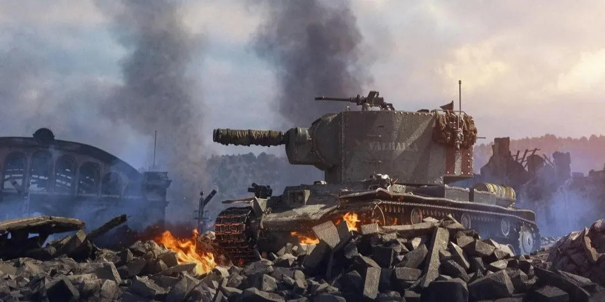 Xe tăng KV-2 trong game World of Tanks, tựa game phổ biến tại Nga.