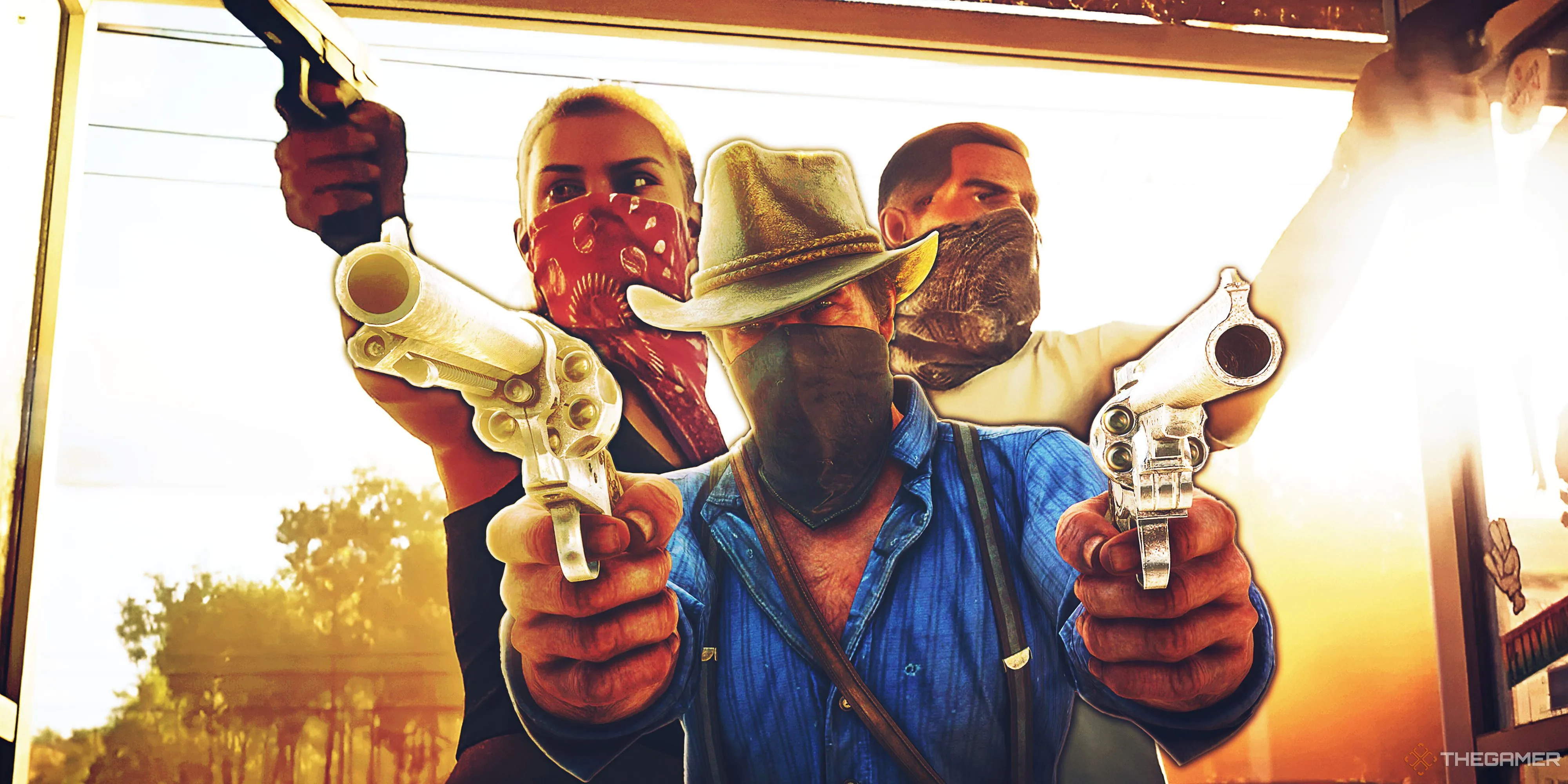 Arthur Morgan trong Red Dead Redemption 2 cùng John Marston và Charles, ba nhân vật chính của Van Der Linde Gang