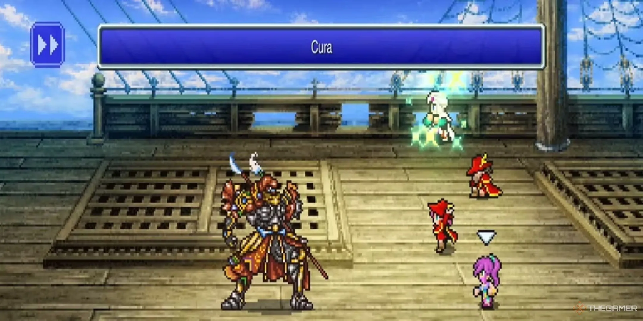 Gilgamesh đối đầu với nhóm anh hùng trong Final Fantasy V Pixel Remaster