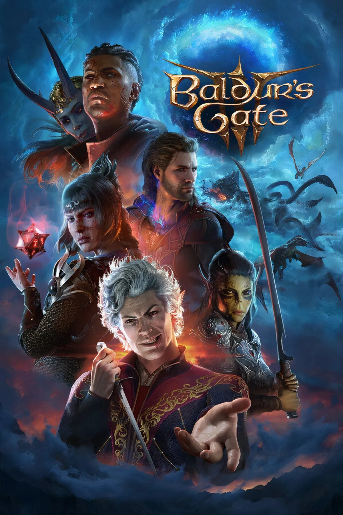 Hình ảnh minh họa các yếu tố liên quan đến kế hoạch gốc của Nightsong trong Baldur's Gate 3, có thể bao gồm biểu tượng Shar hoặc Shadow-Cursed Lands