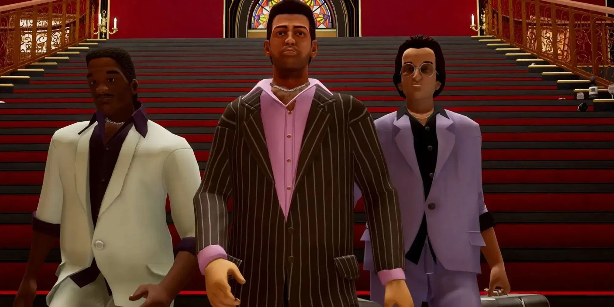 Hình ảnh Tommy Vercetti trong nhiệm vụ &quot;Keep Your Friends Close&quot; của GTA Vice City, một trong những nhiệm vụ đáng nhớ