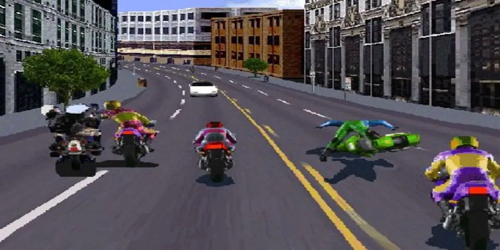 Một cảnh đánh đấm trên đường đua trong Road Rash PS1 từ IGDB