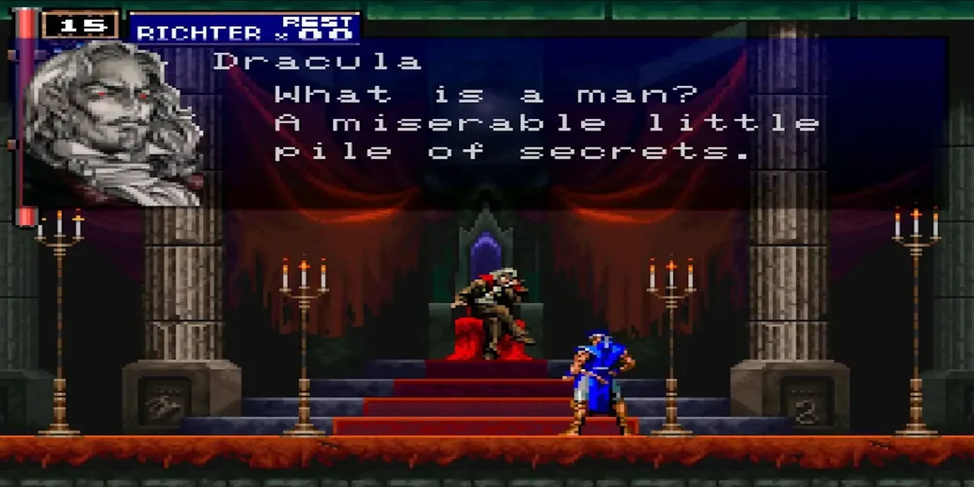 Nhân vật Alucard đứng trước lâu đài Dracula trong Castlevania SOTN từ IGDB