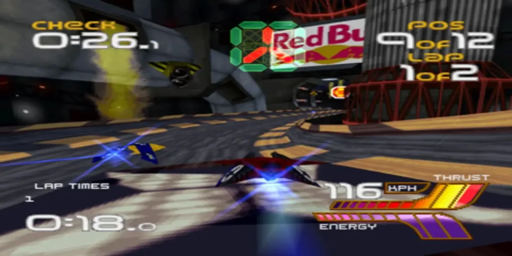 Tàu đua lơ lửng trên đường đua tương lai trong Wipeout 2097 từ IGDB