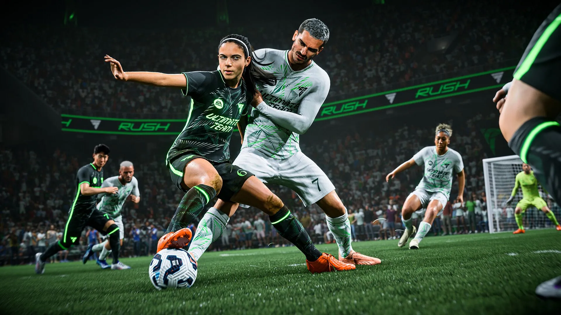 Ảnh bìa EA SPORTS FC 26 với Jude Bellingham và Jamal Musiala, biểu tượng cho thế hệ game bóng đá mới