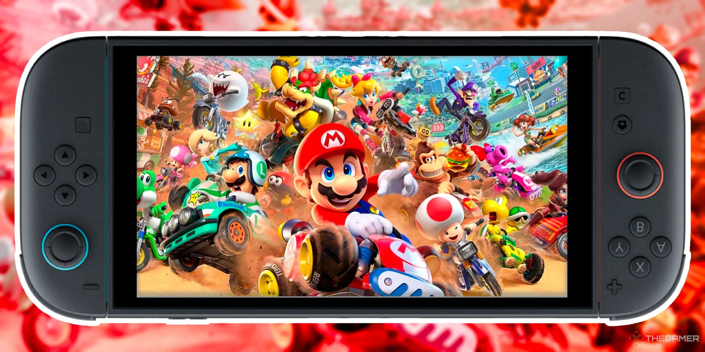 Ảnh bìa game Mario Kart World trên Nintendo Switch 2 lật ngược