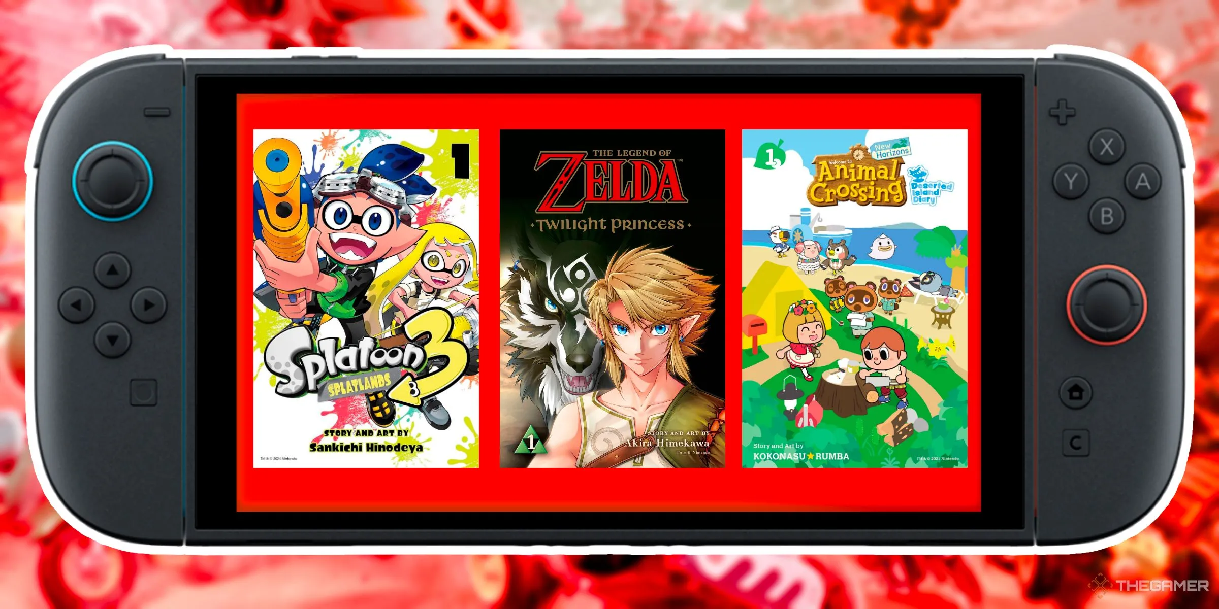 Ảnh bìa manga Splatoon 3, Zelda Twilight Princess và Animal Crossing New Horizons