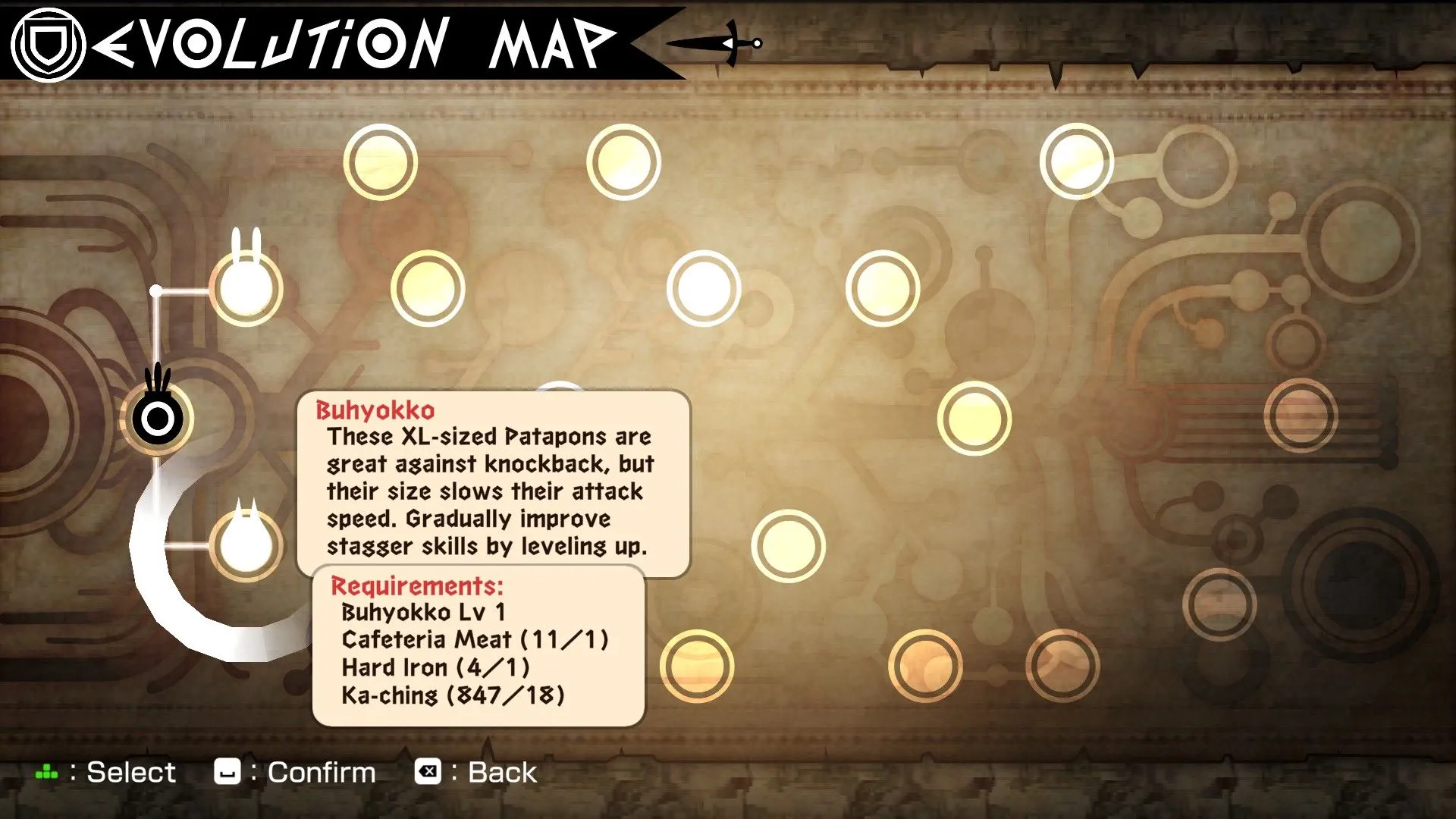 Bản đồ Evolution Map trong Patapon 2 giúp tạo Rarepons dễ dàng