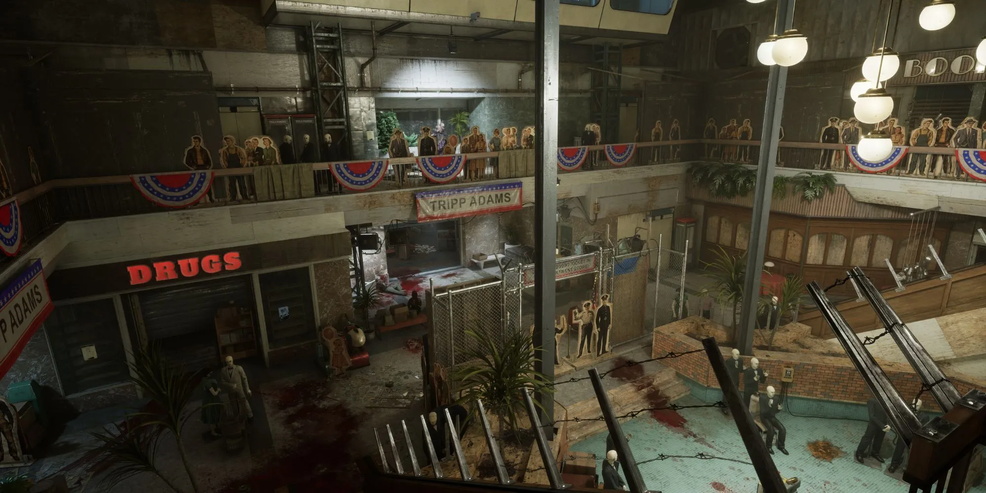 Bản đồ Trung tâm thương mại mới trong The Outlast Trials Season 4 với không khí hoang tàn, u ám