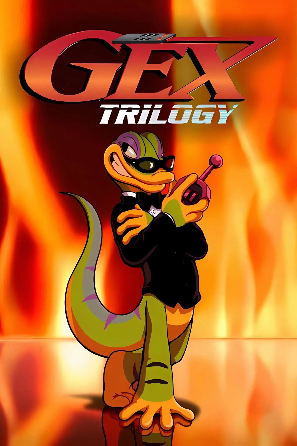 Bìa game Gex Trilogy, bộ sưu tập game platformer huyền thoại.