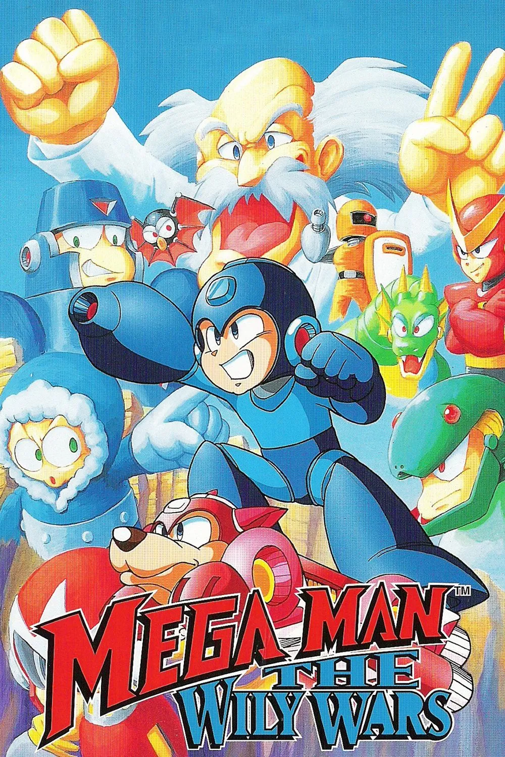 Bìa game Mega Man: The Wily Wars, bản remake của 3 phần Mega Man đầu tiên