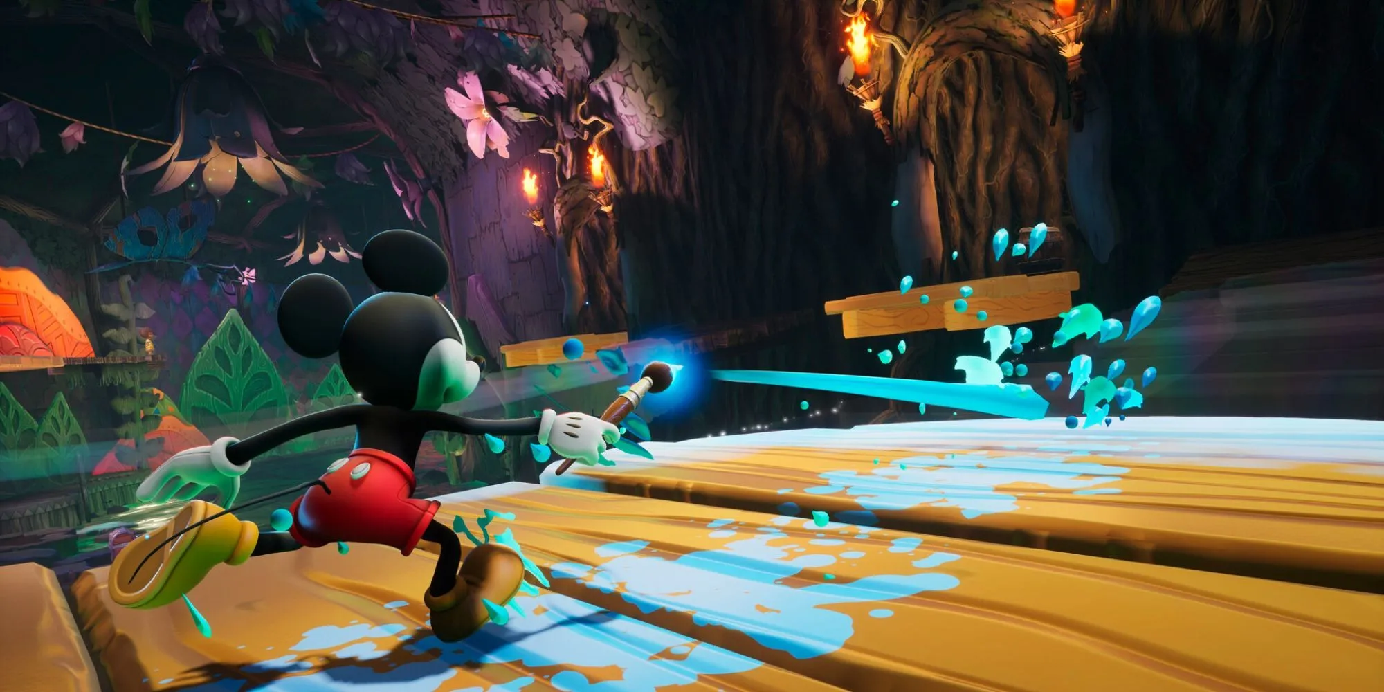 Cảnh gameplay Epic Mickey Rebrushed với đồ họa 3D sống động