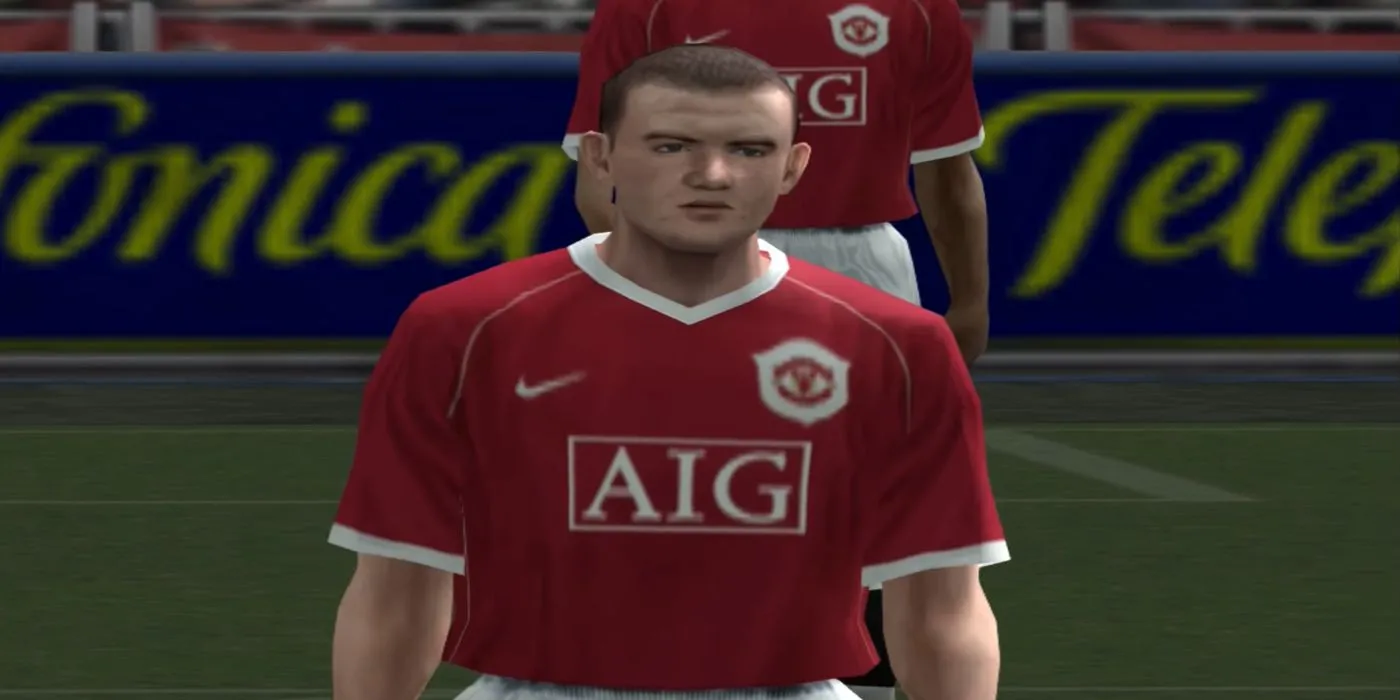 Cầu thủ Rooney với vẻ mặt thất vọng trong khoảnh khắc của Pro Evolution Soccer 6
