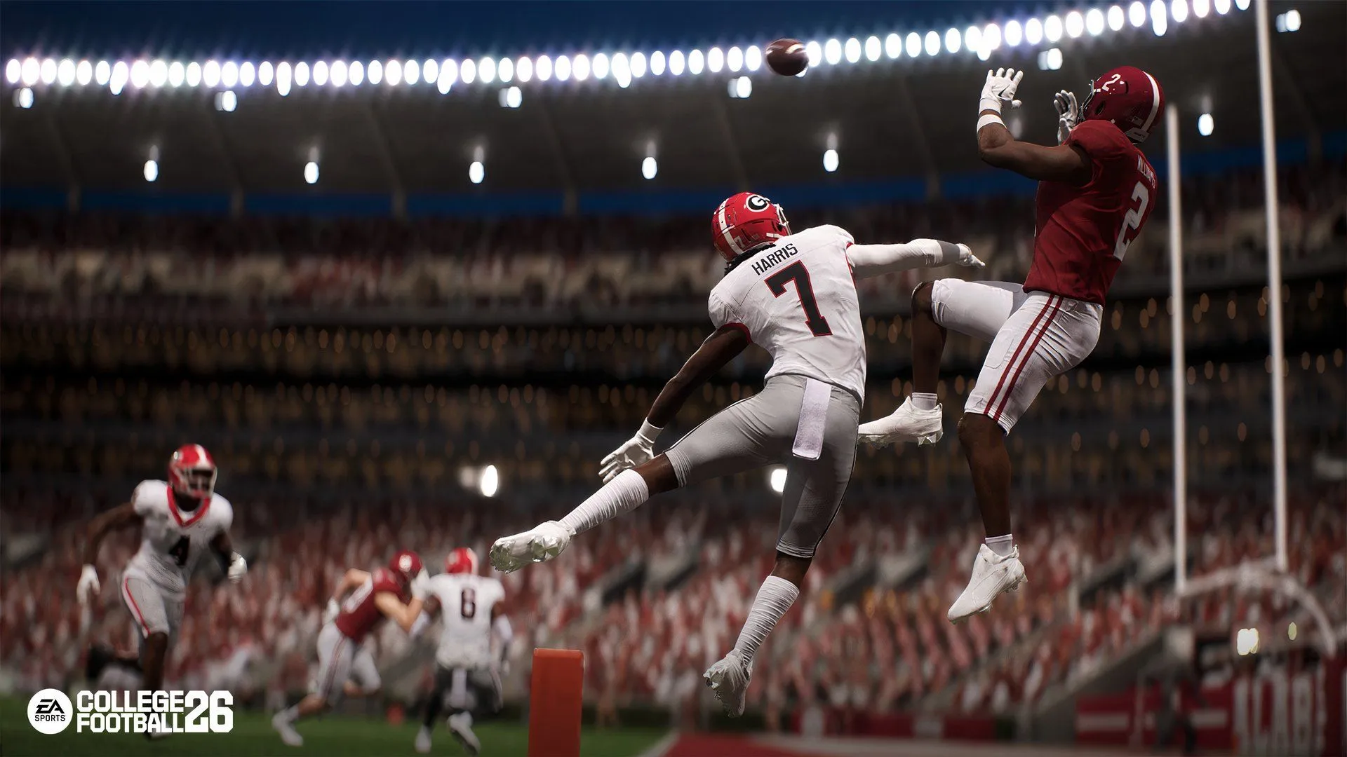 Cầu thủ Ryan Williams thực hiện pha bắt bóng đầy kỹ thuật trong College Football 26, thể hiện sự chân thực của đồ họa