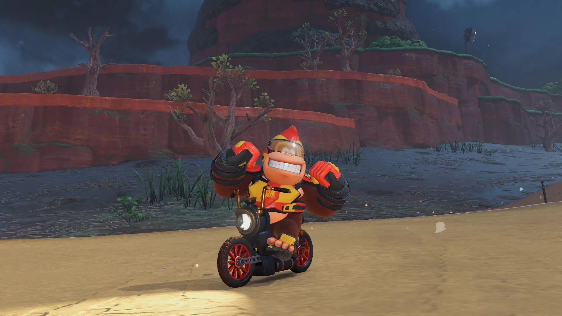 Donkey Kong thể hiện kỹ năng lái xe Flex Bike ấn tượng trong Mario Kart World