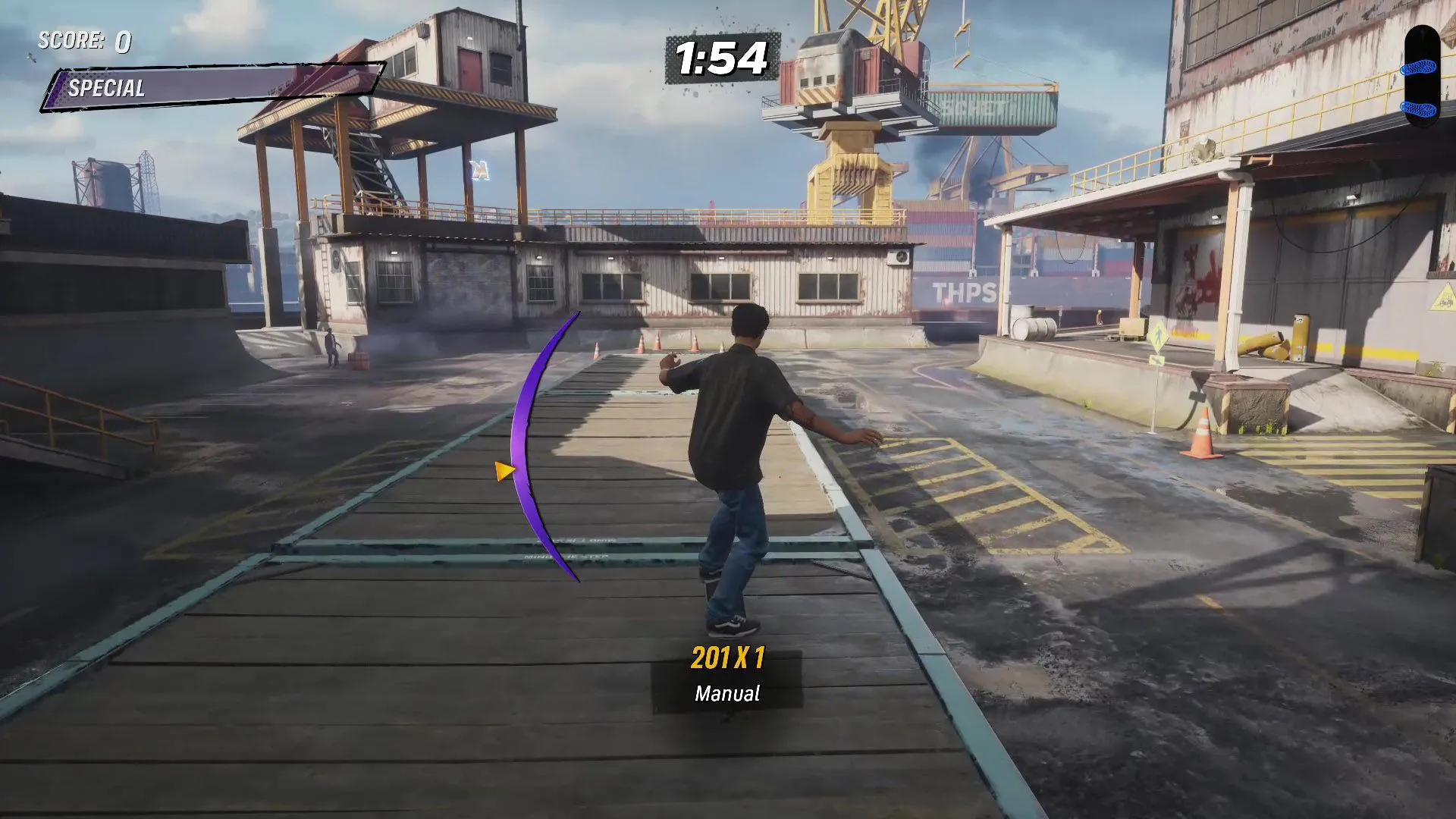 Game thủ thực hiện Manual Combo trên toa tàu tại bản đồ Shipyard Tony Hawk's Pro Pro Skater 3 + 4