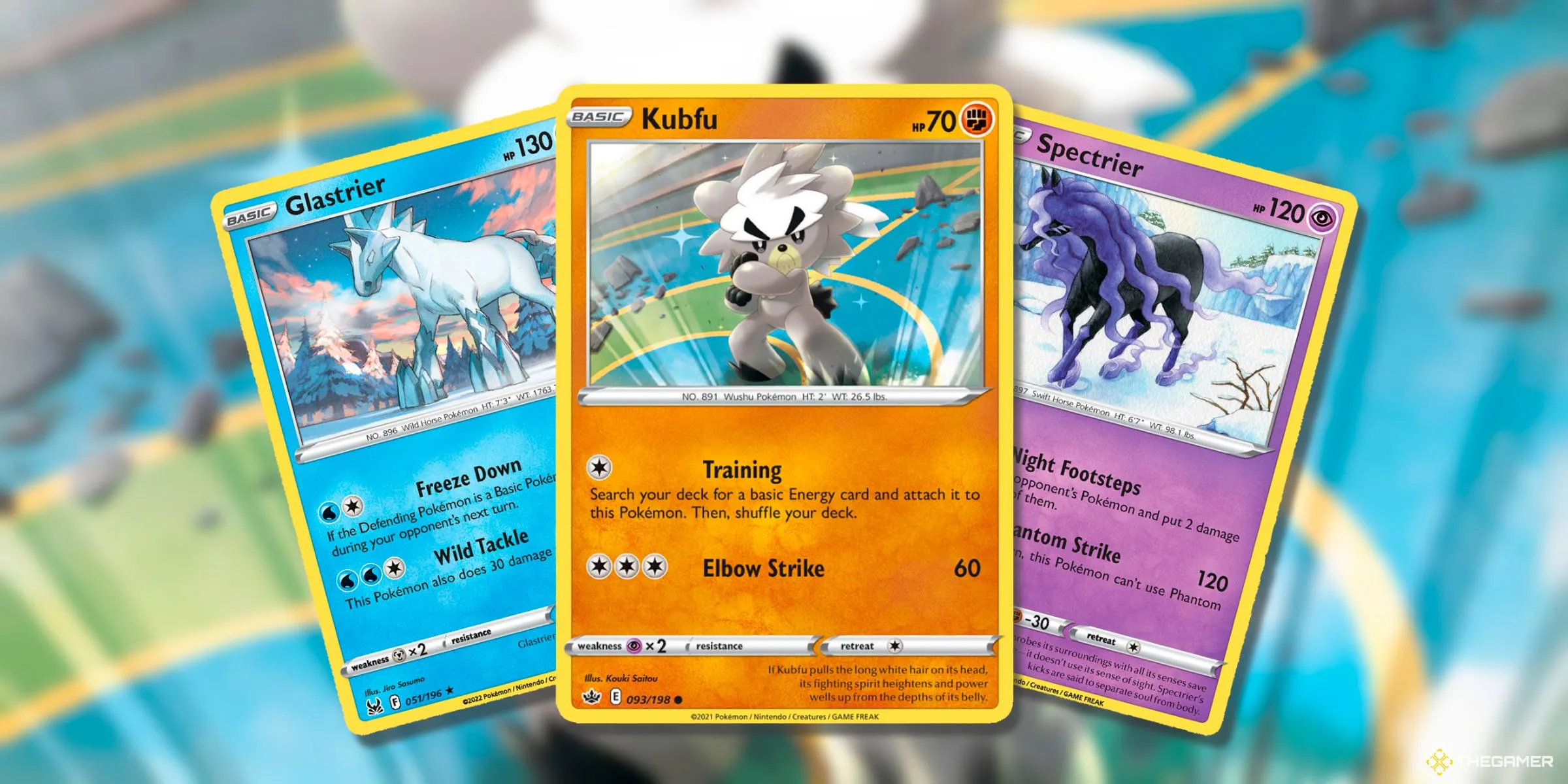 Glastrier, Kubfu và Spectrier, các Pokemon Huyền thoại DLC ít được chú ý trên thẻ bài Pokemon TCG.