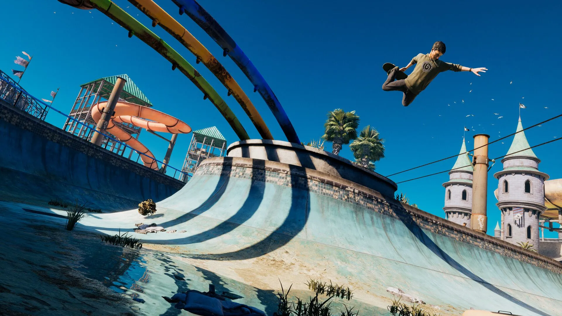 Góc nhìn cận cảnh một ván trượt đang thực hiện động tác phức tạp trong Tony Hawk's Pro Skater 3 + 4