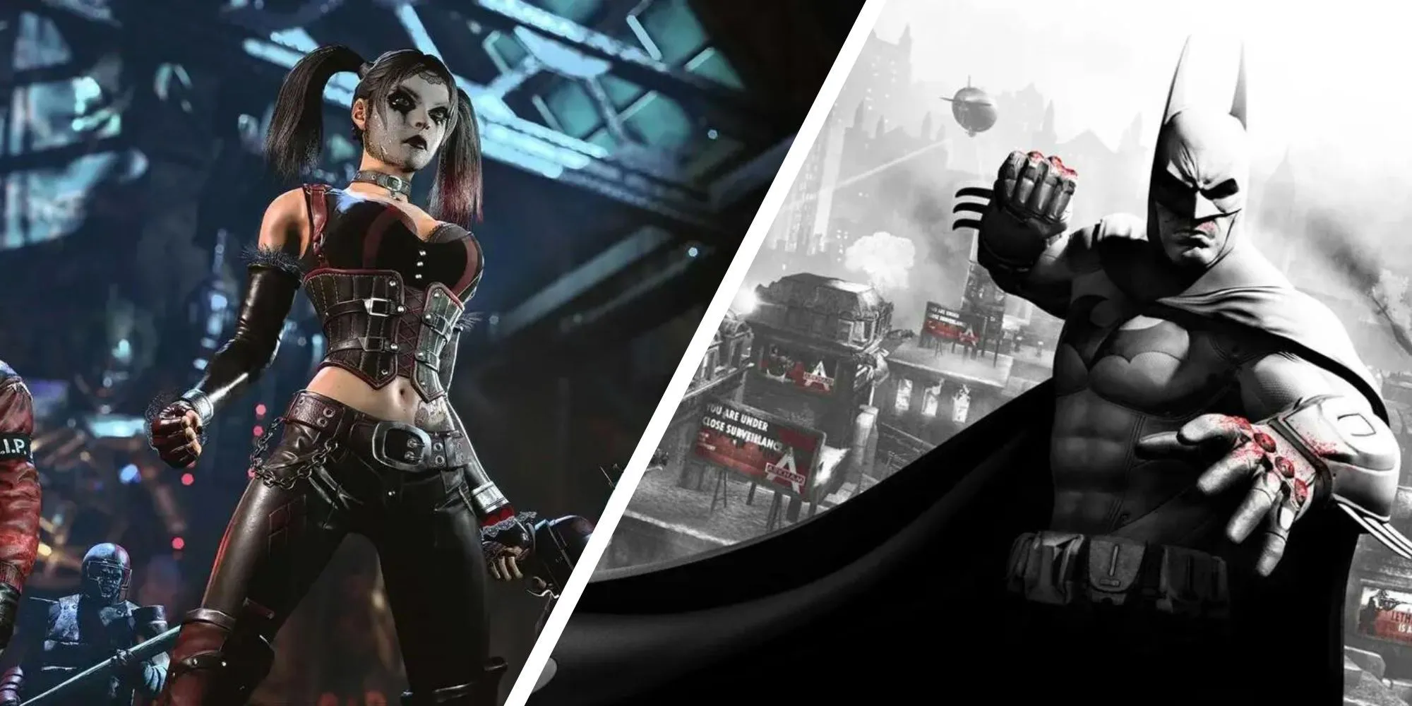 Harley Quinn và Batman trong series Arkham, biểu tượng của sự đối đầu