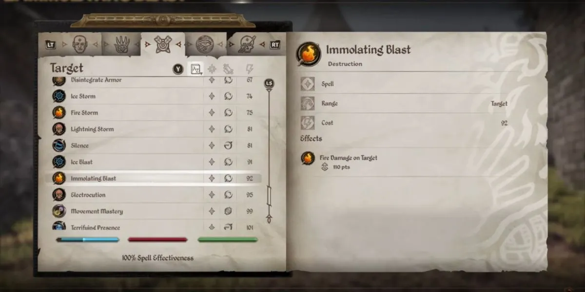 Hiệu ứng Immolating Blast, phép lửa mạnh nhất cấp Master trong Oblivion Remastered
