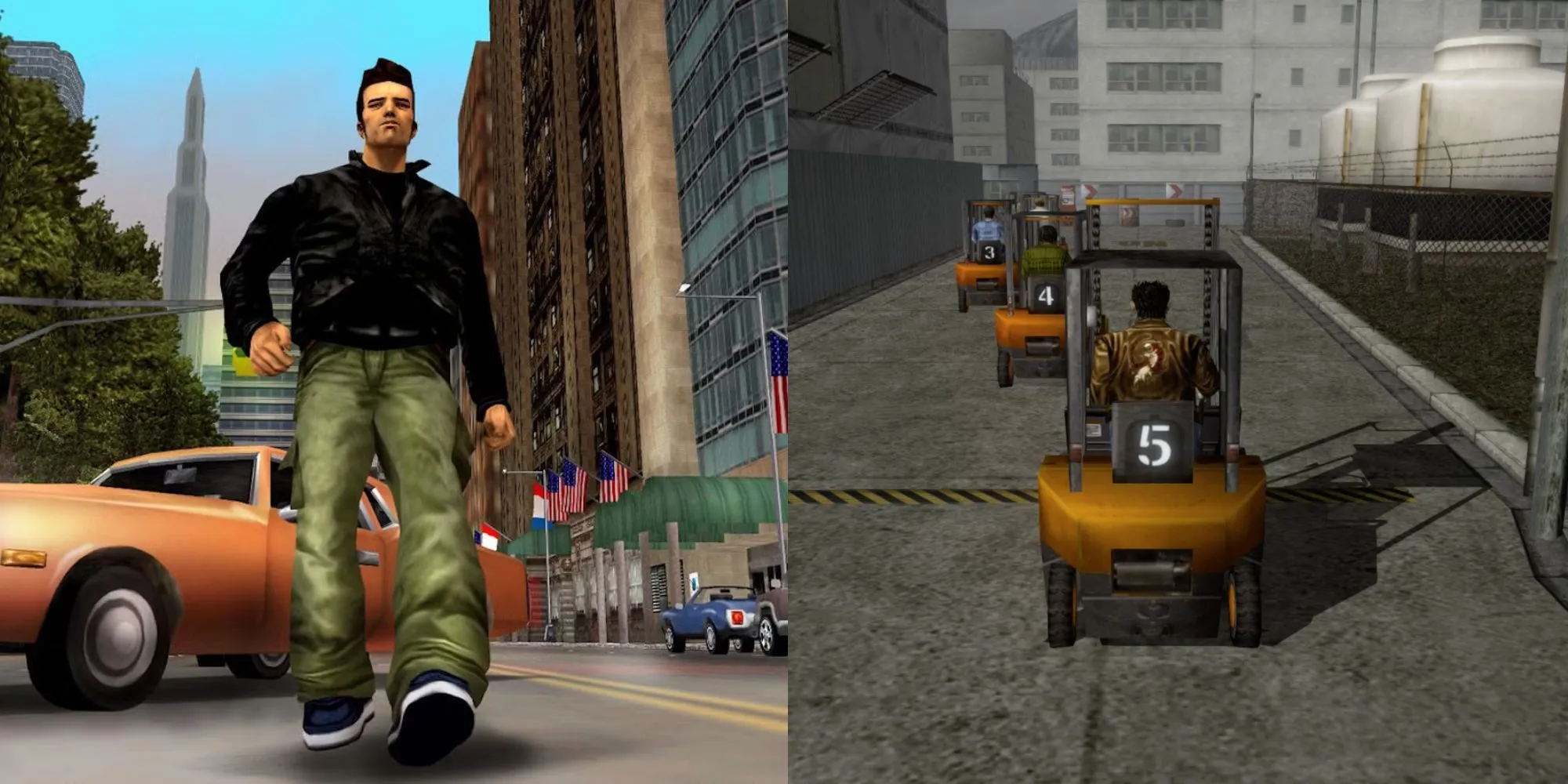 Hình ảnh minh họa Grand Theft Auto 3 và Shenmue, hai tựa game thế giới mở đi trước thời đại.