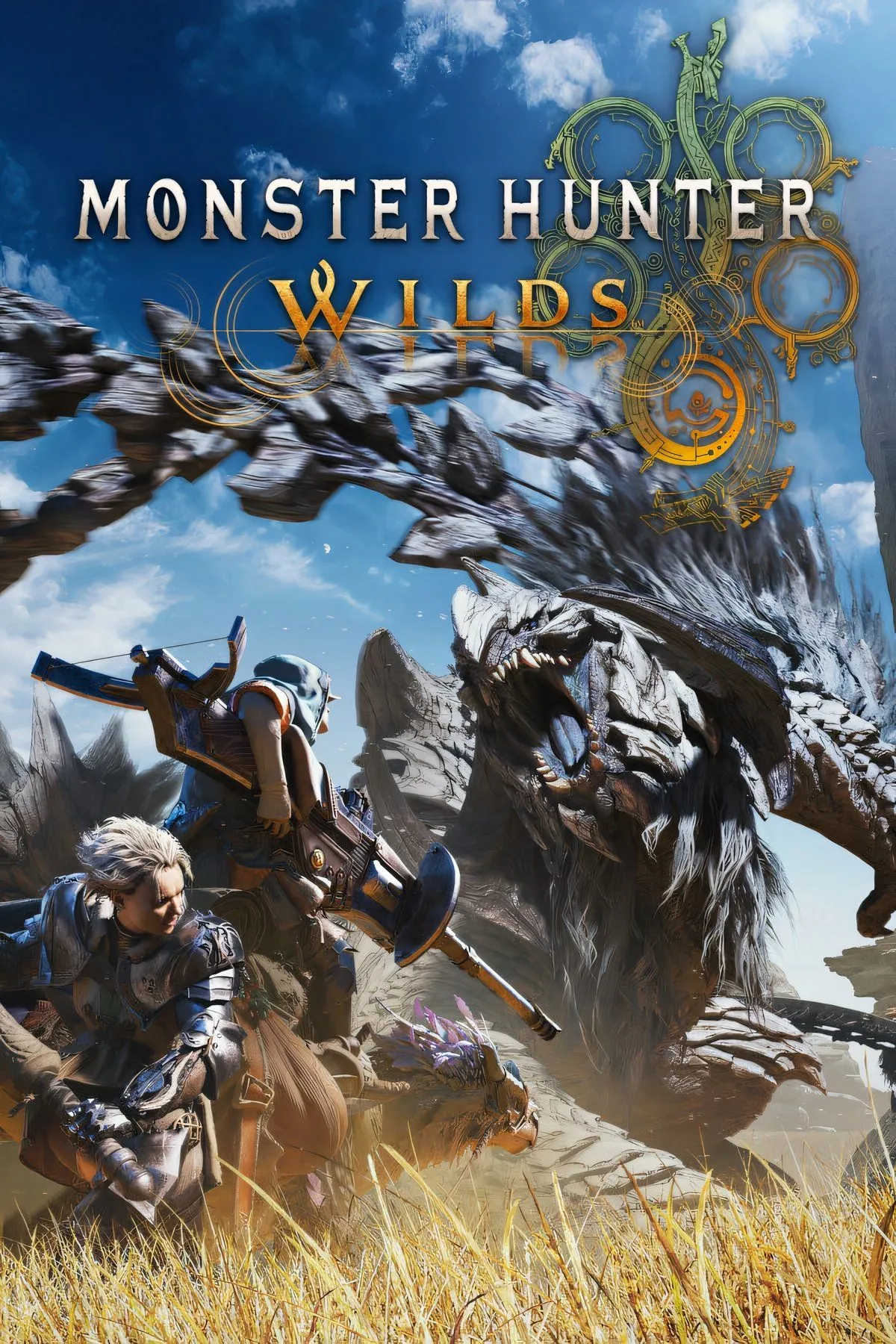 Hình ảnh quái vật và thợ săn trong Monster Hunter Wilds, thể hiện đồ họa và gameplay
