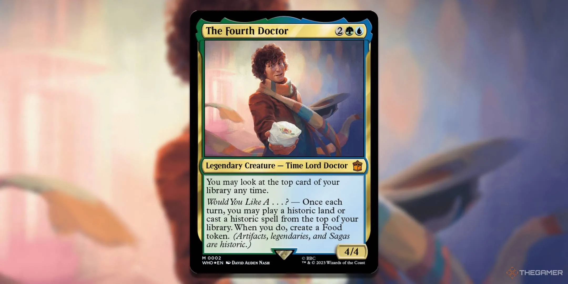 Hình ảnh Thẻ bài The Fourth Doctor, đại diện cho dòng thời gian cổ điển trong bộ precon Doctor Who Blast From The Past của MTG.