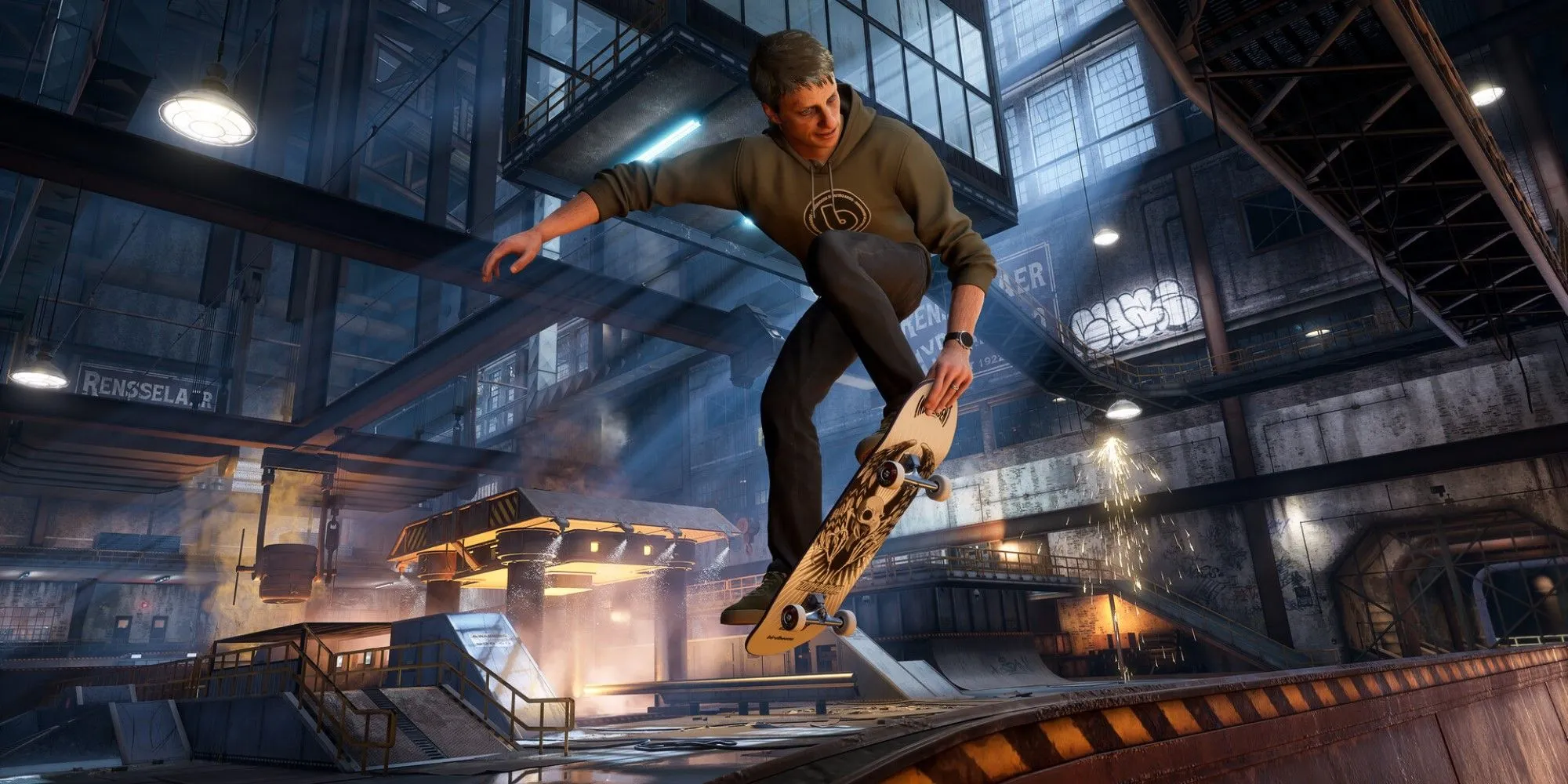 Hình ảnh Tony Hawk trượt ván trên bản đồ đô thị trong Tony Hawk's Pro Skater 3 + 4 Remaster, thể hiện sự trở lại mạnh mẽ của series game huyền thoại