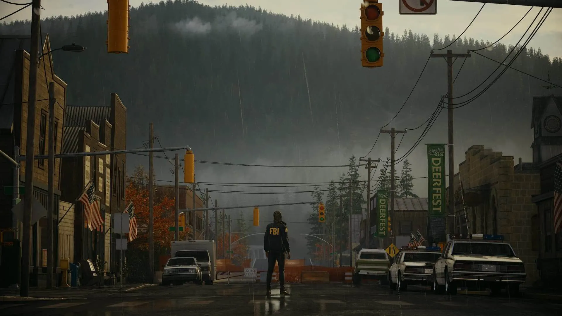 Hình ảnh trong game Alan Wake 2, ví dụ về thay đổi môi trường liền mạch gợi ý cho cơ chế vòng lặp thời gian