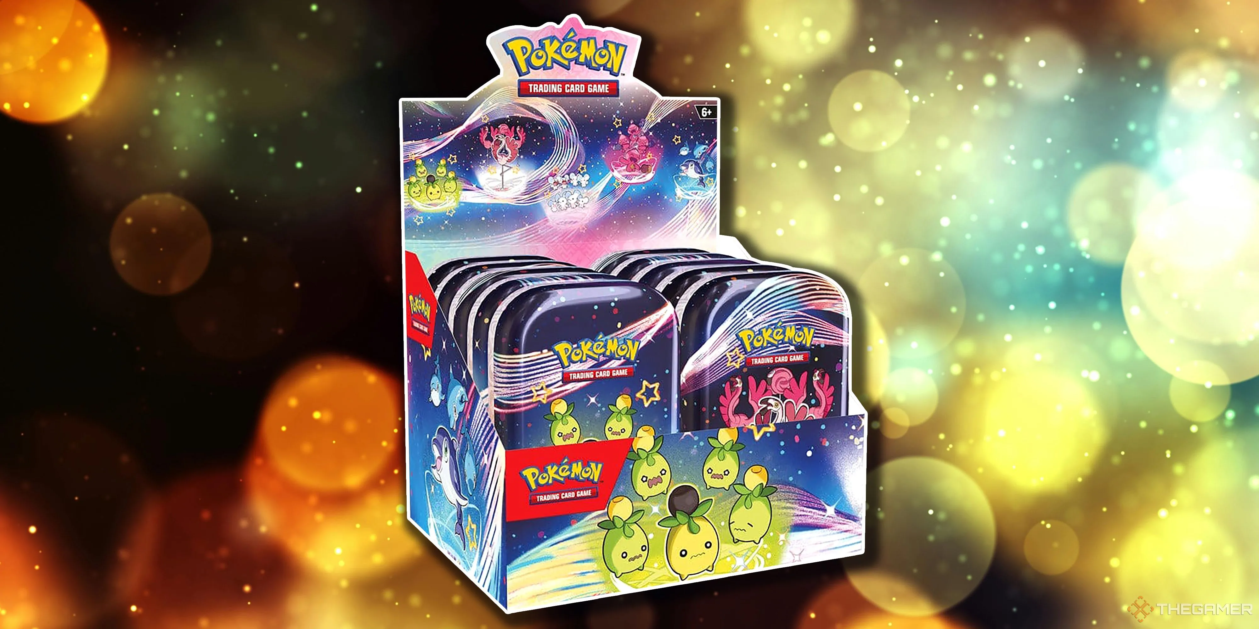 Hộp Mini Tin Display Paldean Fates từ bộ thẻ bài Pokemon TCG.