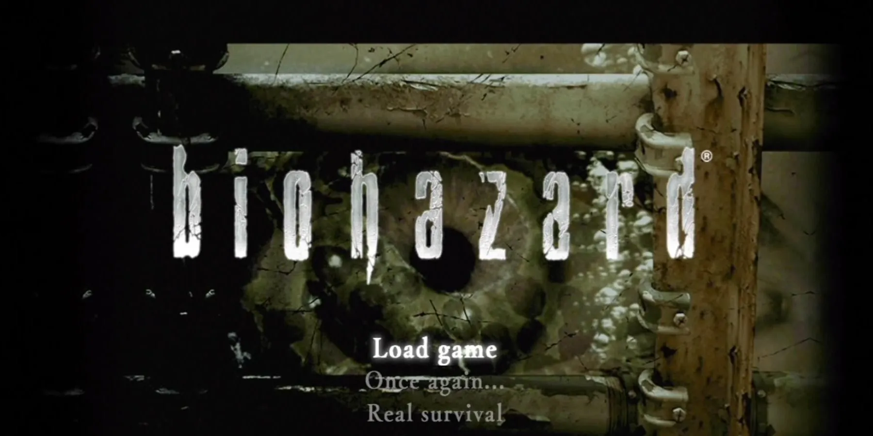 Màn hình tiêu đề của bản làm lại HD Resident Evil (2002), còn được gọi là Biohazard ở Nhật Bản, với biểu tượng Umbrella Corporation.