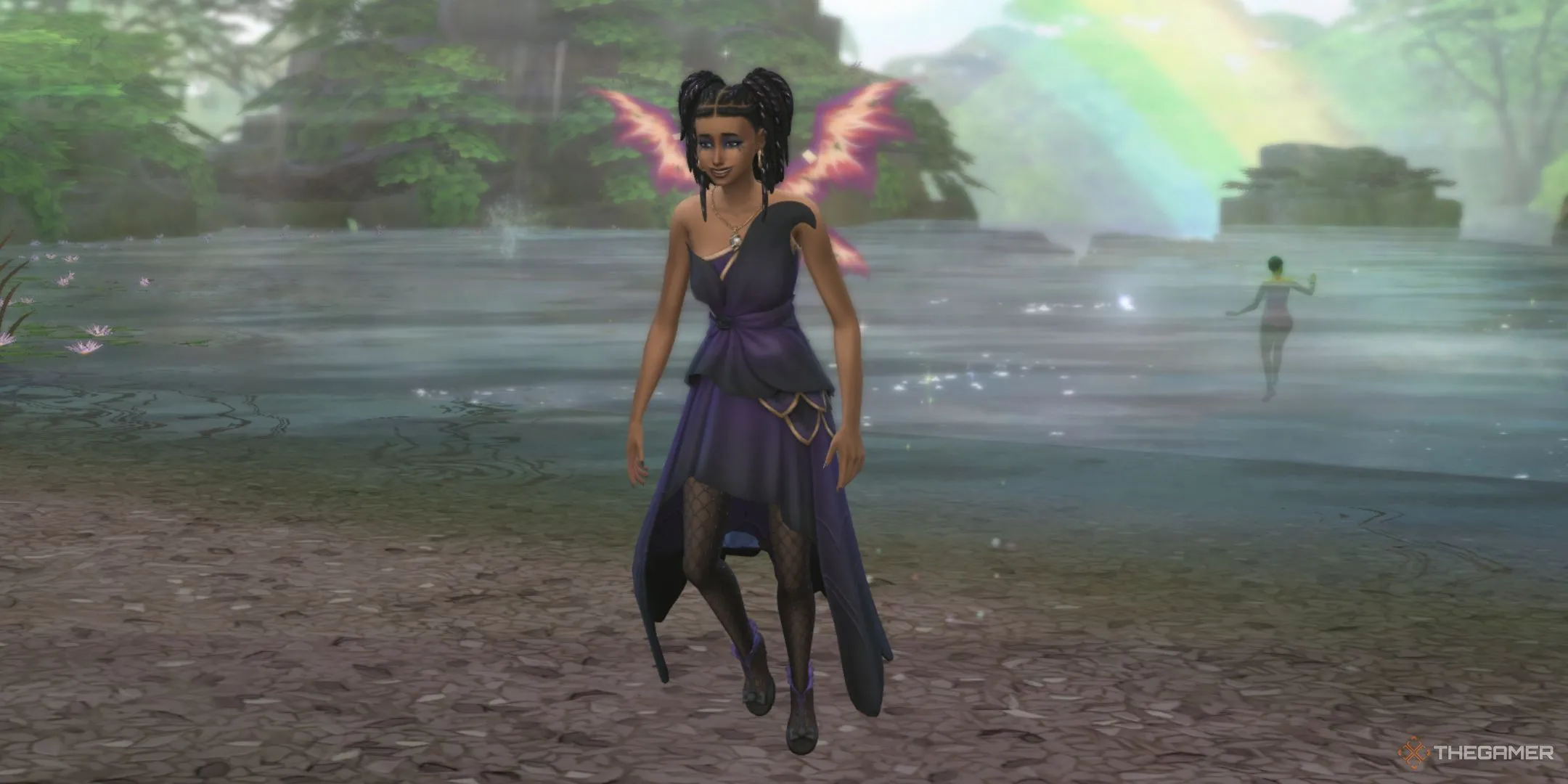 Một nàng Tiên bước ra từ suối Moondrop ở Everdew trong The Sims 4 Enchanted By Nature