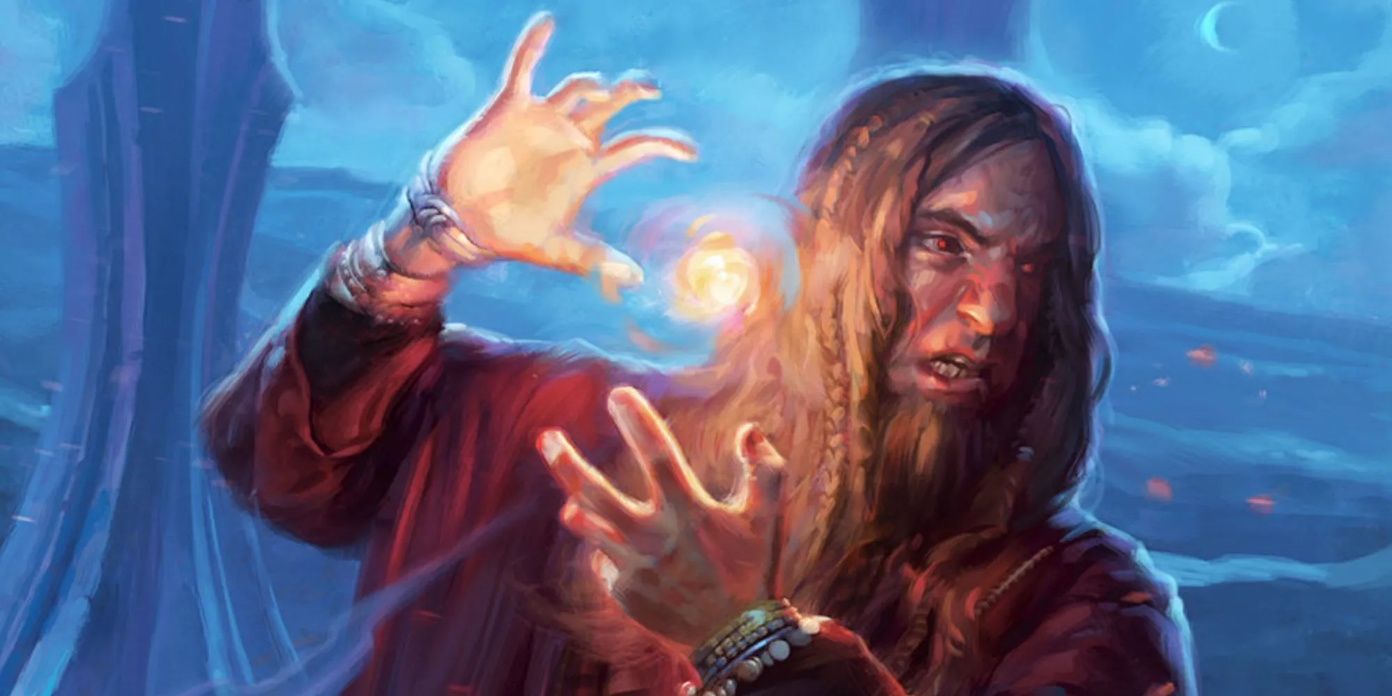 Một pháp sư Dungeons &amp; Dragons niệm phép Fireball.